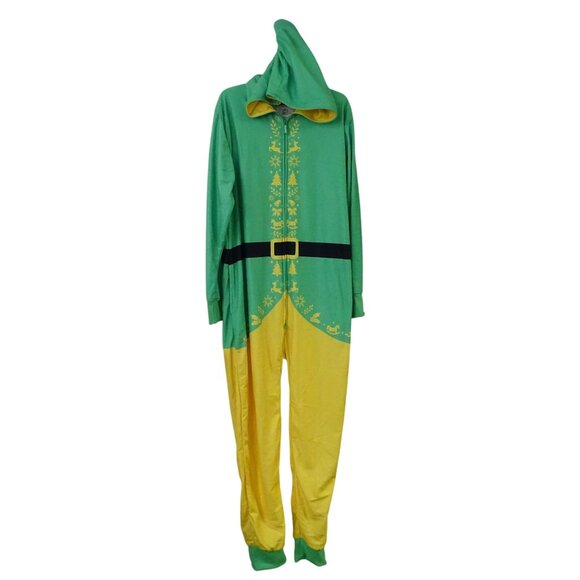 Tipsy Elves Other - Tipsy Elves Buddy Elf Hooded Jumpsuit Christmas Green Yellow Adult Size XL Zip